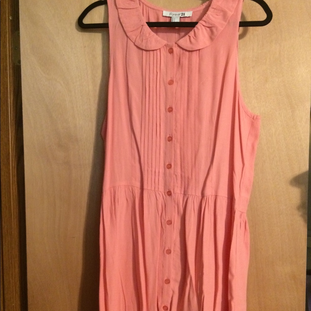 Forever 21 Pink Drop Waist Button Up Dress